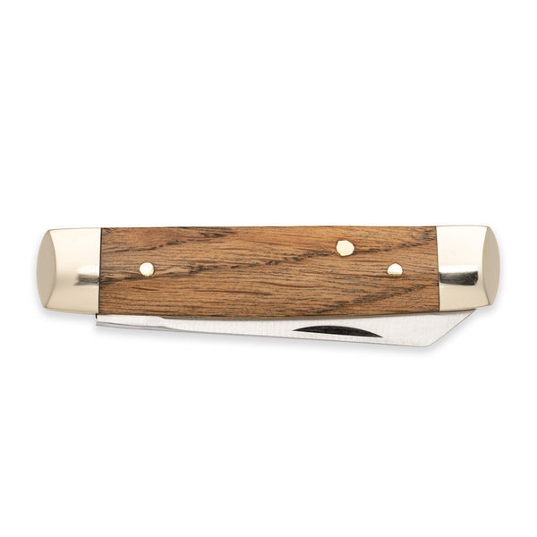 Senator - 71mm Blade - Whisky Barrel Oak Handle with Chased Workback