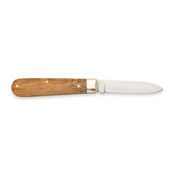 Spearpoint - 71mm Blade - Whisky Barrel Oak Handle