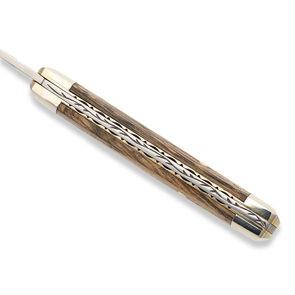 Senator - 71mm Blade - Whisky Barrel Oak Handle with Chased Workback