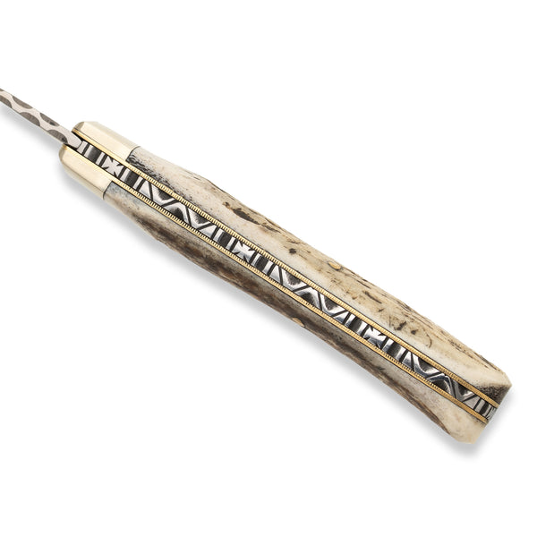 3 1/2" Lambfoot - 71mm Blade - Stag Antler Handle with Traditional Workback