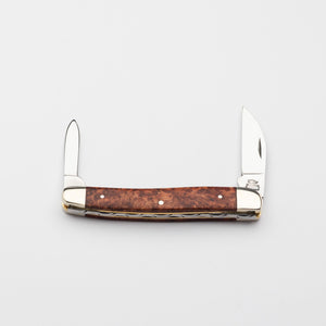 Bolstered Penknife - Lambfoot & Pen Blades - Amboyna Burr Handle with Traditional Workback