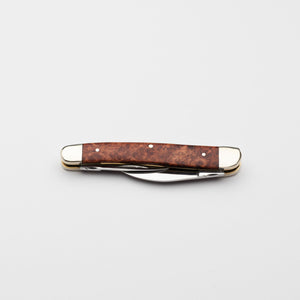 Bolstered Penknife - Lambfoot & Pen Blades - Amboyna Burr Handle with Traditional Workback
