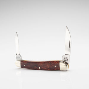 Bolstered Penknife - Lambfoot & Pen Blades - Amboyna Burr Handle