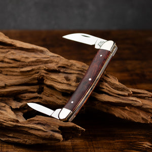 Bolstered Penknife - Lambfoot & Pen Blades - Amboyna Burr Handle