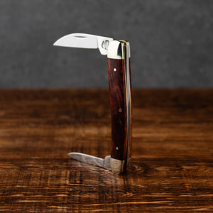 Bolstered Penknife - Lambfoot & Pen Blades - Amboyna Burr Handle