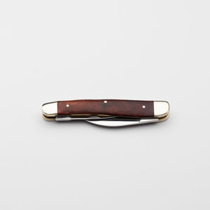 Bolstered Penknife - Lambfoot & Pen Blades - Amboyna Burr Handle