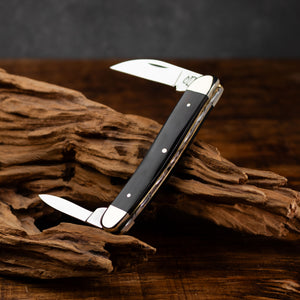 Bolstered Penknife - Lambfoot & Pen Blades - Buffalo Horn Handle with Traditional Workback