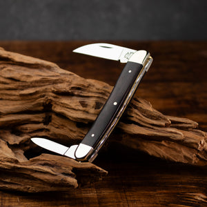 Bolstered Penknife - Lambfoot & Pen Blades - Desert Ironwood Handle with Traditional Workback