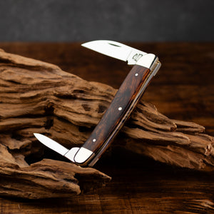 Bolstered Penknife - Lambfoot & Pen Blades - Desert Ironwood Handle