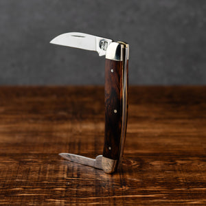 Bolstered Penknife - Lambfoot & Pen Blades - Desert Ironwood Handle
