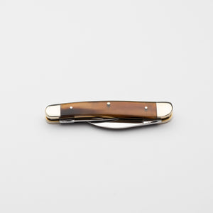 Bolstered Penknife - Lambfoot & Pen Blades - Ox Horn Handle with Traditional Workback