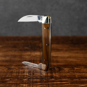 Bolstered Penknife - Lambfoot & Pen Blades - Ox Horn Handle