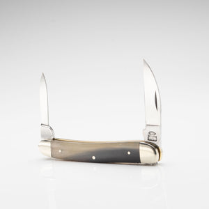 Bolstered Penknife - Lambfoot & Pen Blades - Rams Horn Handle with Traditional Workback