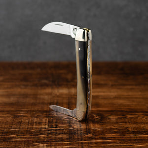 Bolstered Penknife - Lambfoot & Pen Blades - Rams Horn Handle with Traditional Workback