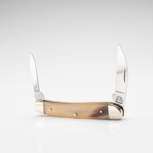 Bolstered Penknife - Lambfoot & Pen Blades - Rams Horn Handle