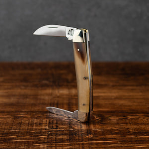 Bolstered Penknife - Lambfoot & Pen Blades - Rams Horn Handle