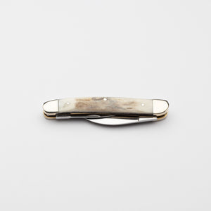 Bolstered Penknife - Lambfoot & Pen Blades - Stag Antler Handle