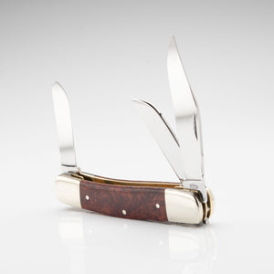 Stockman - Triple Blade - Amboyna Burr Handle with Traditional Workback