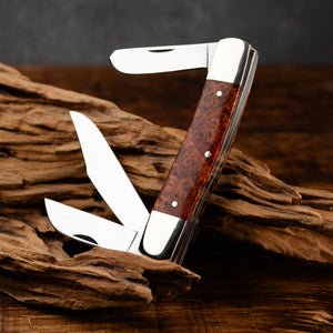Stockman - Triple Blade - Amboyna Burr Handle