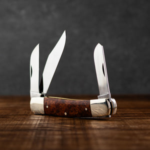 Stockman - Triple Blade - Amboyna Burr Handle