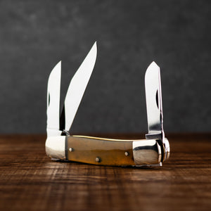 Stockman - Triple Blade - Rams Horn Handle with Traditional Workback