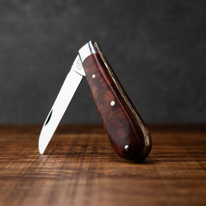 Lambfoot - 63mm Blade - Amboyna Burr Handle with Traditional Workback