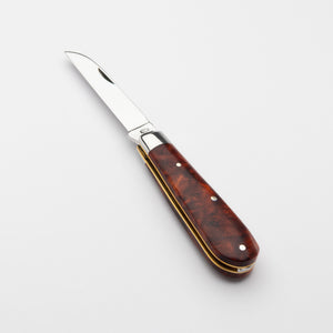 Lambfoot - 63mm Blade - Amboyna Burr Handle with Traditional Workback