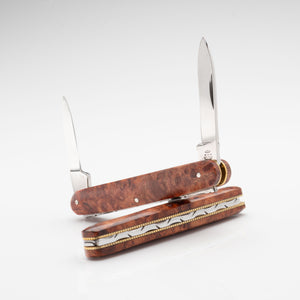 Penknife - Twin Blade - Amboyna Burr Handle with Traditional Workback