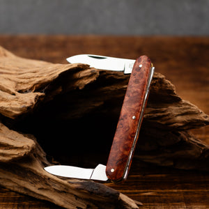 Penknife - Twin Blade - Amboyna Burr Handle with Traditional Workback