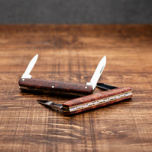Penknife - Twin Blade - Amboyna Burr Handle with Traditional Workback
