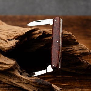 Penknife - Twin Blade - Amboyna Burr Handle