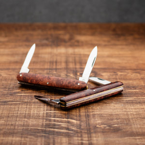 Penknife - Twin Blade - Amboyna Burr Handle