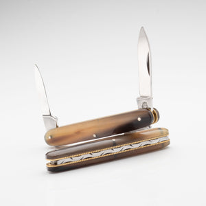 Penknife - Twin Blade - Ox Horn Handle with Traditional Workback