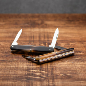 Penknife - Twin Blade - Ox Horn Handle with Traditional Workback