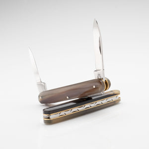 Penknife - Twin Blade - Rams Horn Handle with Traditional Workback