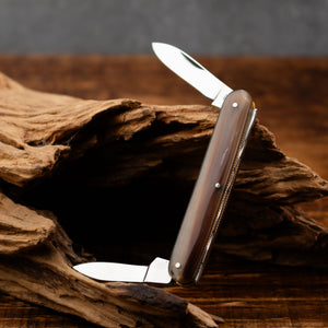 Penknife - Twin Blade - Rams Horn Handle with Traditional Workback