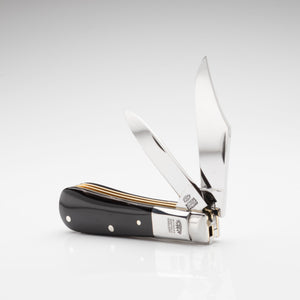 Twin Blade Barlow - 55mm Clip & Pen Blades - Buffalo Horn Handle with Traditional Workback