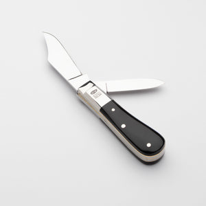 Twin Blade Barlow - 55mm Clip & Pen Blades - Buffalo Horn Handle with Traditional Workback