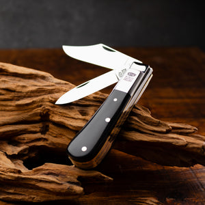 Twin Blade Barlow - 55mm Clip & Pen Blades - Buffalo Horn Handle