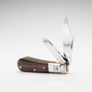 Twin Blade Barlow - 55mm Clip & Pen Blades - Desert Ironwood Handle with Traditional Workback