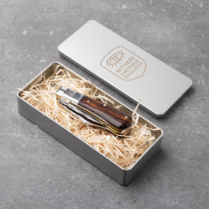 Twin Blade Barlow - 55mm Clip & Pen Blades - Desert Ironwood Handle with Traditional Workback