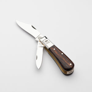Twin Blade Barlow - 55mm Clip & Pen Blades - Desert Ironwood Handle with Traditional Workback