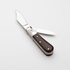 Twin Blade Barlow - 55mm Clip & Pen Blades - Desert Ironwood Handle with Traditional Workback