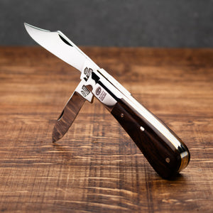 Twin Blade Barlow - 55mm Clip & Pen Blades - Desert Ironwood Handle