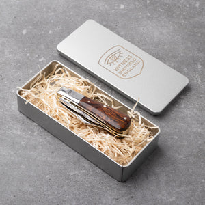 Twin Blade Barlow - 55mm Clip & Pen Blades - Desert Ironwood Handle