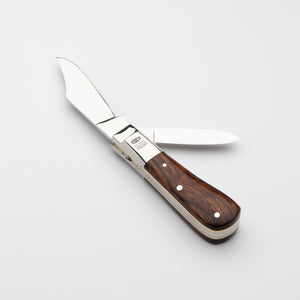 Twin Blade Barlow - 55mm Clip & Pen Blades - Desert Ironwood Handle