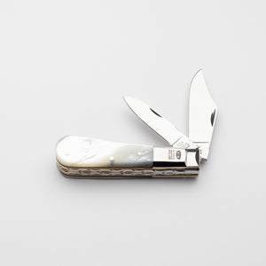 Twin Blade Barlow - 55mm Clip & Pen Blades - Mother of Pearl Handle with Traditional Workback