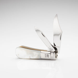 Twin Blade Barlow - 55mm Clip & Pen Blades - Mother of Pearl Handle