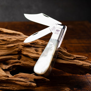Twin Blade Barlow - 55mm Clip & Pen Blades - Mother of Pearl Handle