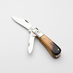 Twin Blade Barlow - 55mm Clip & Pen Blades - Ox Horn Handle with Traditional Workback